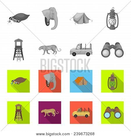 Observation Tower For The Hunter, Leopard, Hunting Machine, Binoculars. African Safari Set Collectio
