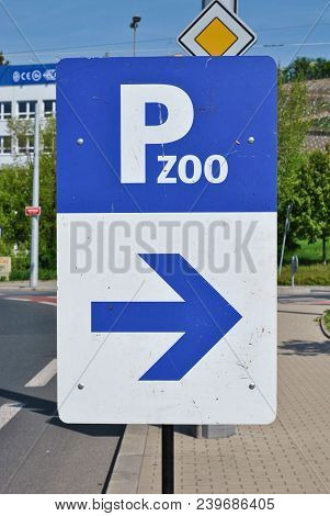 Zoo Parking Sign At Prague - Czech Republic