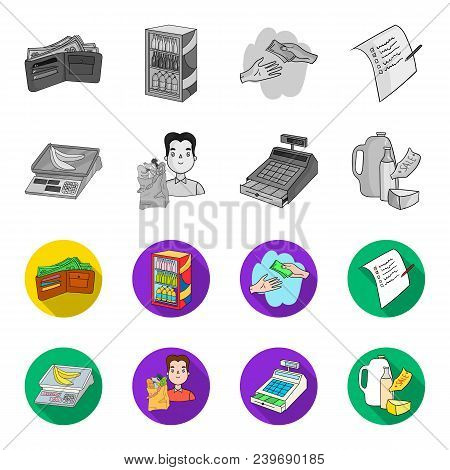 Package, Scales, Banana, Fruit .supermarket Set Collection Icons In Monochrome, Flat Style Vector Sy