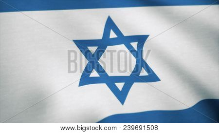 Realistic Flag Of Israel Waving With Highly Detailed Fabric. Flag Of Italia Background.