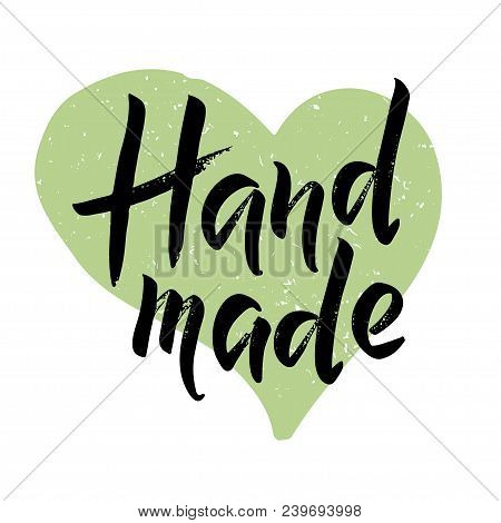 Hand Made - Handlettering On White Background. Handmade Stamp For Homemade Products And Shops.