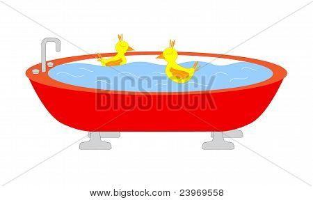 Tub with swimming ducks