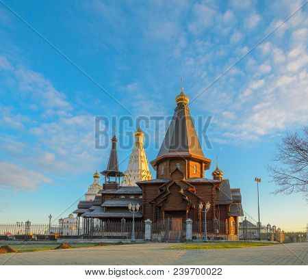 Minsk, Belarus - April 18, 2017: Wooden Trinity Church And Memorial Church Of All Saints In Minsk At