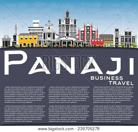 Panaji India City Skyline with Color Buildings, Blue Sky and Copy Space. Business Travel and Tourism Concept with Historic Architecture. Panaji Cityscape with Landmarks.