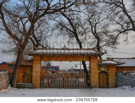 Harbin, China - Feb 25, 2018. Rural Houses In Harbin, China. Harbin Is The Capital Of Heilongjiang P