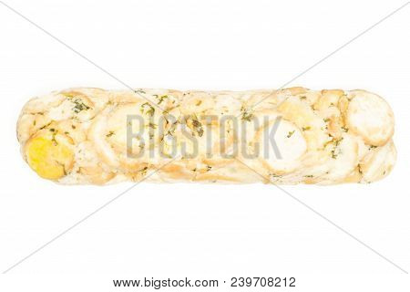 Calsbad Bread Dumpling Top View Isolated On White Background One Whole Fresh Steamed