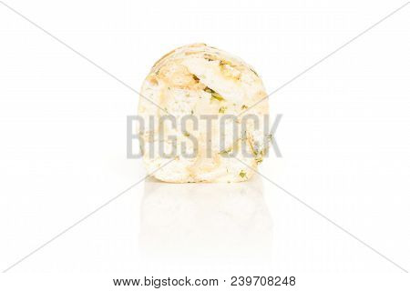 Calsbad Bread Dumpling One Section Half Isolated On White Background Fresh Steamed