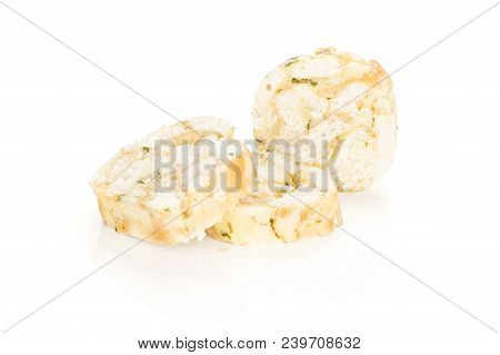 Calsbad Bread Dumpling Slices Isolated On White Background Three Fresh Steamed