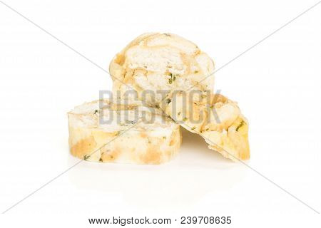 Calsbad Bread Dumpling Slices Isolated On White Background Three Steamed
