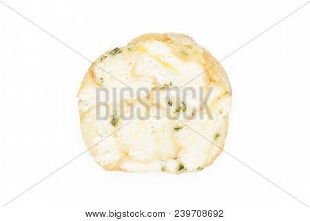 Calsbad Bread Dumpling One Section Slice Top View Isolated On White Background Fresh Steamed