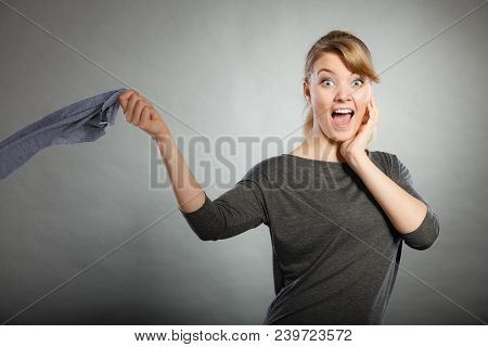 Chores Housework Silly Hygiene Clean Concept. Blonde Maid Enjoying Her Work. Young Girl Dancing Wavi