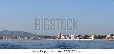 Maritime View Of The Village Of Riells Near La Escala, Costa Brava, Girona Province, Catalonia, Spai