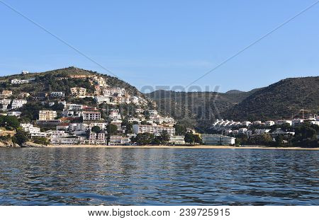 Maritime View Of The Canyelles Beach, Roses, Costa Brava, Girona Province, Catalonia, Spain