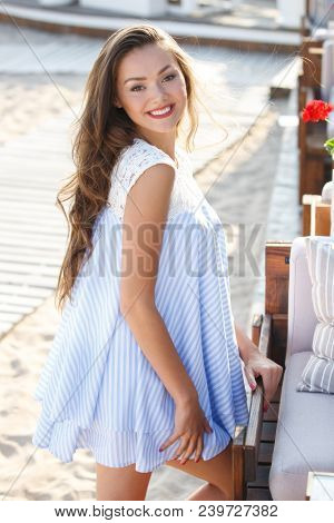 Young Beautiful Smiling Woman. Оutdoor Portrait. Summer