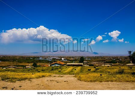 Beautiful Green Landscape From The Coast Of Eber Lake In Afyon Province