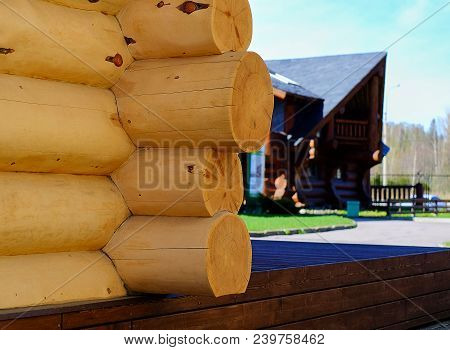 Wooden Plank Wall Made Of Natural Wood Treated With Anti-rotting Agent