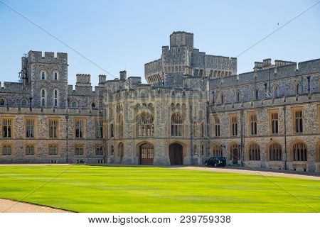 Windsor, Uk - May 5, 2018:  View At The Medieval Windsor Castle, Built 1066 By William The Conqueror