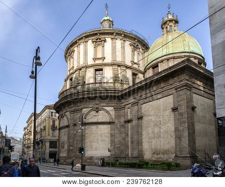 Milan, Italy - April 16: Temple Of San Sebastiano On April 16, 2018 In Milan