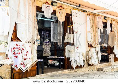 Traditional villages of Cyprus with lace workshops. Omodos
