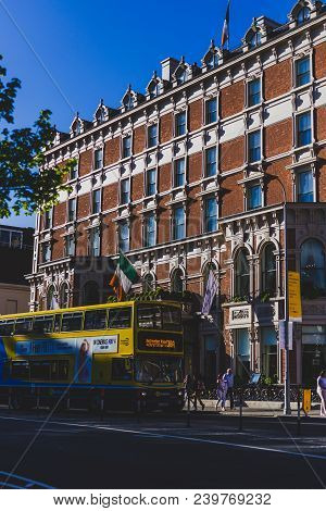 Dublin, Ireland - May 6th, 2018: Exterior Of The Shelbourne Hotel In Dublin City Centre