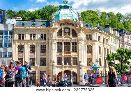 Karlovy Vary, Czech Republic - May 26, 2017: Bank Sparkasse At Promenade In Karlovy Vary.