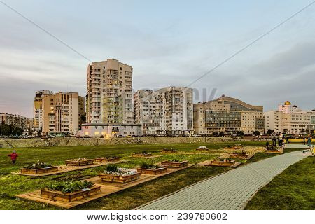 Belgorod, Russia - September 05, 2017: Evening View Of The Belgorod State University Hostel And Left