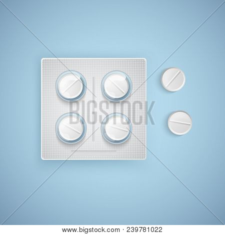 Capsules And Pills In New Blister Pack, Medical Products, Realistic Vector Illustration