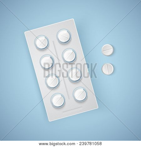 Capsules And Pills In New Blister Pack, Medical Products, Realistic Vector Illustration