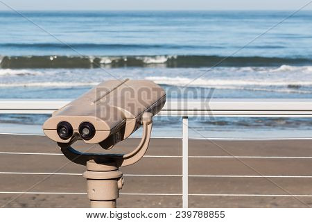 Sightseeing Binoculars At An Observation Point On Fletcher Cove Beach Park In The City Of Solana Bea