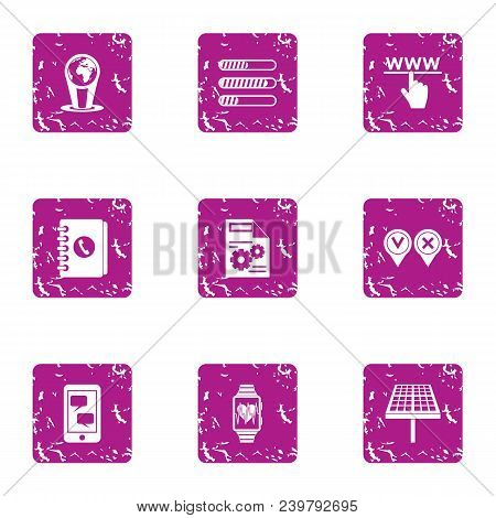 Council Via Web Icons Set. Grunge Set Of 9 Council Via Web Vector Icons For Web Isolated On White Ba