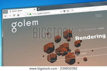 Novosibirsk, Russia - May 8, 2018 - Homepage Of Golem Crypto Currency On The Pc Display, Web Address