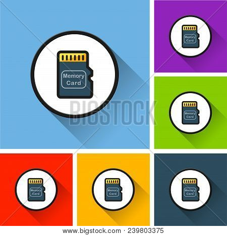 Illustration Of Memory Card Icons With Long Shadow