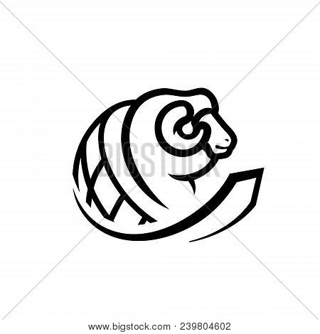 Sheep Head, Globe Symbol Isolated On White Background