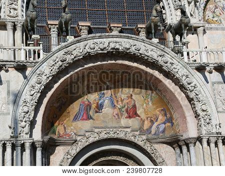 Ancient Mosaic Of The Basilica Of St. Mark In Venice In Italy
