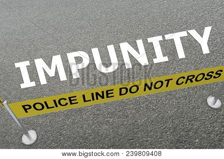 3d Illustration Of Impunity Title On The Ground In A Police Arena