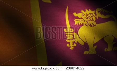 Animated Flag Of Sri Lanka - Seamless Loop. Sri Lanka Flag Close Up Realistic Animation Seamless Loo