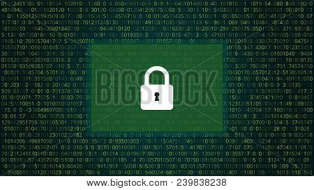 Abstract Security Technology Background. Access Denied With Lock Icon. Binary Computer Code. Vector 