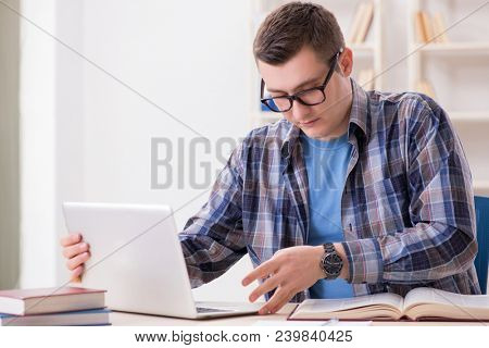 Young student studying over internet in telelearning concept