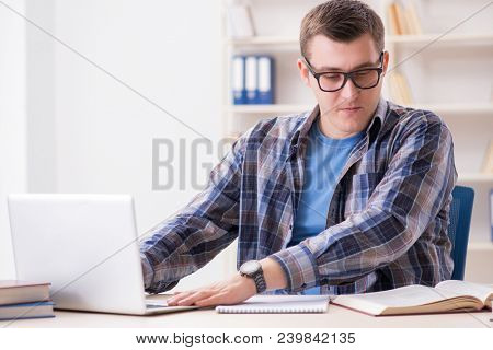 Young student studying over internet in telelearning concept