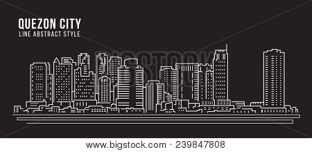 Cityscape Building Line Art Vector Illustration Design - Quezon City