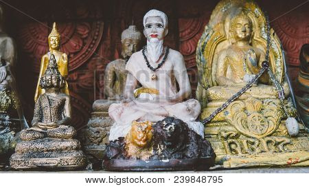 Thai Statues In The Temple Close-up. Buddha Murtis In Details In Details
