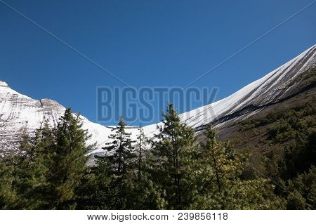 Panorama Of Gates Of Heaven Or Swarga Dwar On Annapurna Circuit Trek, Annapurna Conservation Area, H