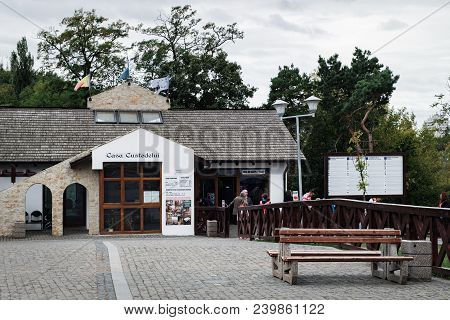 Suceava, Romania - September 6, 2017: Entrance And Ticket Office To The Suceava Citadel Or Seat Fort