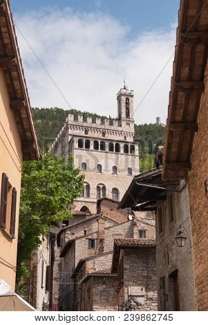View Of Town Hall In The Medieval City Of Gubbio From San Giuliano District