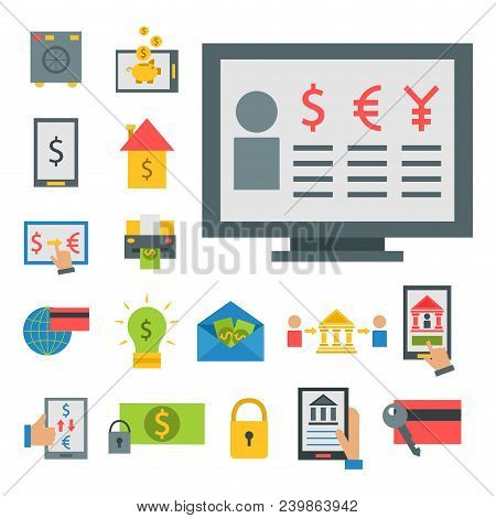 Online Payment Methods Confirmed By Bank Card Paying Cashier Counter Workplace Vector Illustration I