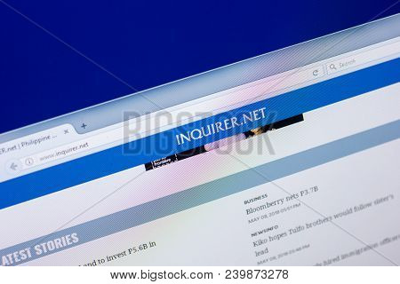Ryazan, Russia - May 08, 2018: Inquirer Website On The Display Of Pc, Url - Inquirer.net