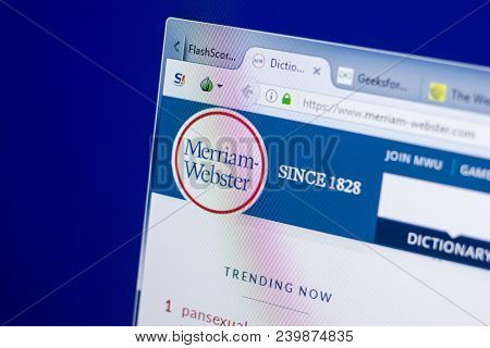 Ryazan, Russia - May 08, 2018: Merriam-webster Website On The Display Of Pc, Url - Merriam-webster.c