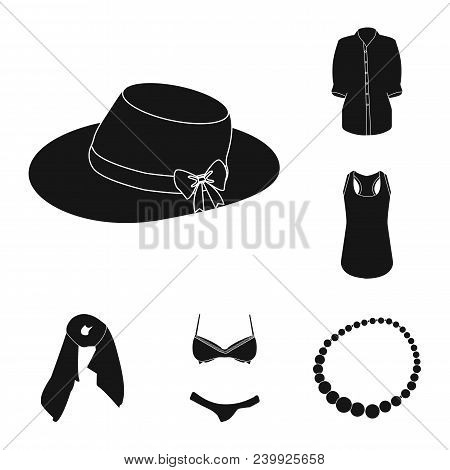 Women Clothing Black Icons In Set Collection For Design.clothing Varieties And Accessories Vector Sy