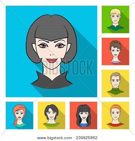 Avatar And Face Flat Icons In Set Collection For Design. A Person Appearance Vector Symbol Stock Ill