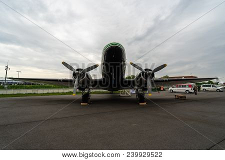 Berlin, Germany - April 25, 2018: Soviet Cargo Or Passenger Aircraft And Light Bomber Lisunov Li-2. 